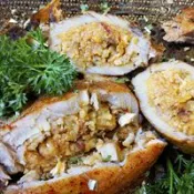 Comeaux's Stuffed Pork Chops w/ Crawfish Boudin Comeaux's Stuffed Pork Chops w/ Crawfish Boudin