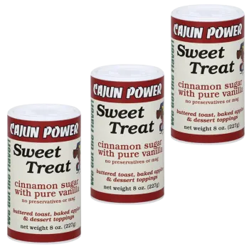 Cajun Power Sweet Treat Cinnamon Sugar with Pure Vanilla 8 oz Pack of 3