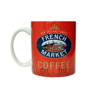 French Market Red Ceramic Coffee Mug - 11 Ounce