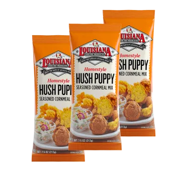 Louisiana Fish Fry Hush Puppy Seasoned Cornmeal Mix 7.5 oz - Pack of 3