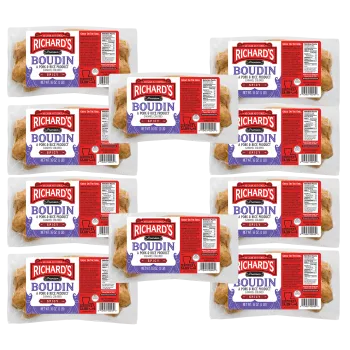 Richard's Hot Pork Boudin 16 oz Pack of 10