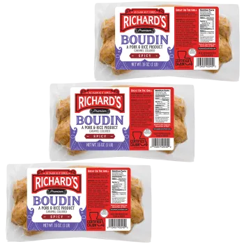 Richard's Hot Pork Boudin 16 oz Pack of 3