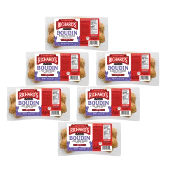 Richard's Hot Pork Boudin 16 oz Pack of 6
