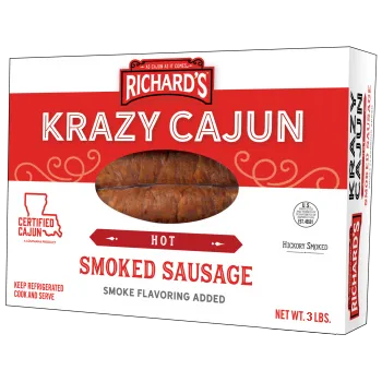 Krazy Cajun Hot Smoked Sausage 3 lb