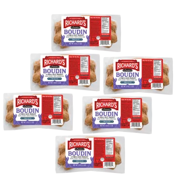 Richard's Smoked Pork Boudin 16 oz Pack of 6